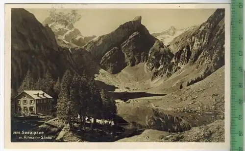 Appenzell, Seealpsee m. Altmann-Sänjis Verlag: Frei &Co., St. Gallen, Postkarte Mit Frankatur und Stempel 13.IV.28 MIT B