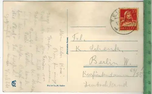 Appenzell, Seealpsee m. Altmann-Sänjis Verlag: Frei &Co., St. Gallen, Postkarte Mit Frankatur und Stempel 13.IV.28 MIT B