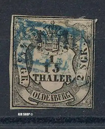 1852, 5.Jan./1859. Freimarken: Oldenburgisches Hauswappen mit Krone über Wertschild, Minr.3, gest.,guter Zustand