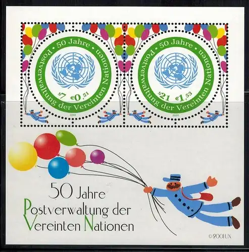 2001 UNO Wien, MiNr. Bl. 15**,  Zustand: I-II