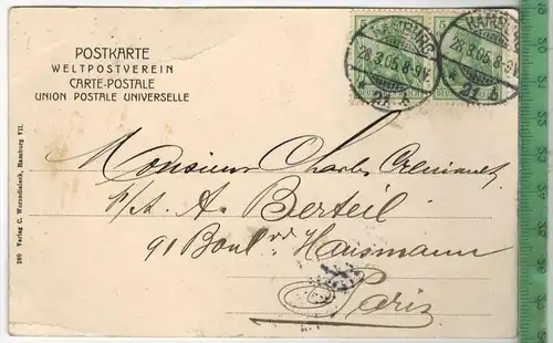 Hamburg, Uhlenhorst 1905, Verlag: C. Worzedialeck, Hamburg,; Postkarte, Frankatur,  Stempel, HAMBURG, 28.3.05