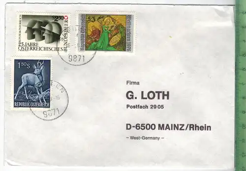 1990, Österreich, MiF, auf Brief, Brief gelaufen, 18.3.90 gestempelt, Größe: 16 x 11,5 cm, Zustand: I-II