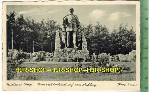 Hüttener Berge. Bismarckdenkmal auf dem Aschberg- 1933-, Verlag: Walter Baasch, Eckernförde,  POSTKARTE,-mit Frankatur,