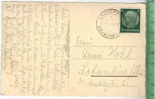 Hüttener Berge. Bismarckdenkmal auf dem Aschberg- 1933-, Verlag: Walter Baasch, Eckernförde,  POSTKARTE,-mit Frankatur,