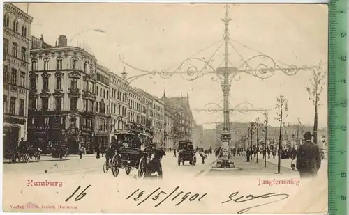 Hamburg, Jungfernstieg 1901, Verlag:  ------, Postkarte mit Frankatur, mit Stempel, HAMBURG 13.5.1901, Erhaltung: I-II