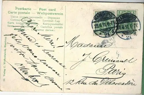 Hamburg, Uhlenhorster Fährhaus während der Regatta 1911, Verlag:  ----, Postkarte mit Frankatur, mit Stempel, HAMBURG