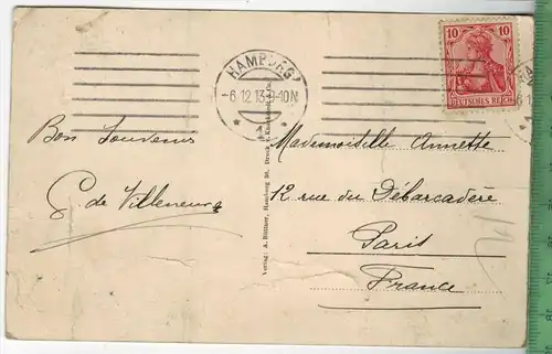 Hamburg, ST. Pauli-Landungsbrücken und Elbtunnel 1913, Verlag:  --------, Postkarte mit Frankatur, mit Stempel, HAMBURG