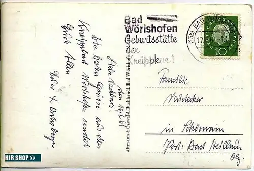 Postkarte  Bad Wörishofen gelaufen, frankiert, 1961