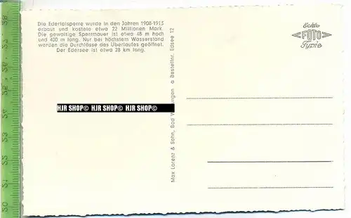 „Edersee-An der Sperrmauer“ um 1950/1960, ungebrauchte Karte