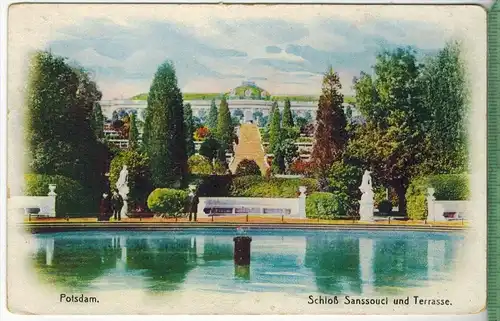 Potsdam, Schloß Sanssouci und Terrasse,Verlag: ------,  Postkarte, unbenutzte Karte,  Maße:14 x 9  cm.