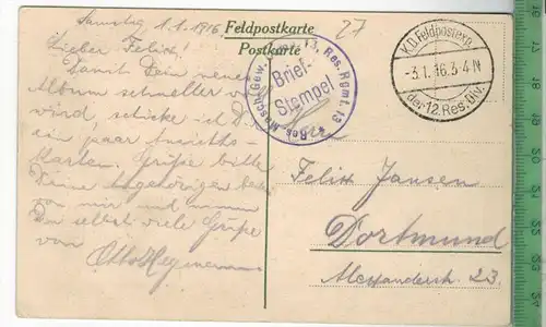 Kronprinzenstrasse, Sivry a.d. Maas 1916, FELDPOST, Verlag: -------,  Postkarte, sauber gestempelt, ohne Frankatur,