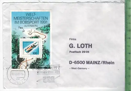 1991, Deutschland,  Block 23 EF, auf Brief, Brief gelaufen, 5.3.91 gestempelt, Größe: 16 x 11,5 cm, Zustand: I-II