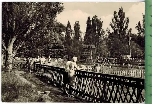 Calbe - Saale, Städtisches Schwimmbad, Heger 1969, Verlag: Heidge-Verlag KG, Köthen, POSTKARTE mit Frankatur