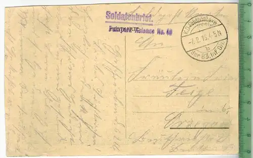 Wilna -Kathedral Platz, 1916, Verlag:-----, FELD- POSTKARTE ohne Frankatur,  mit Stempel, 7.2.16, Soldatenbrief
