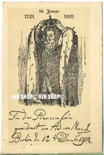 um 1900/1910 Ansichtskarte,  „Für die Preussen, Adolf v. Menzel,“