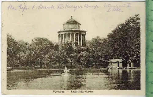 Warschau-Sächsischer Garten Verlag:, FELD-Postkarte ohne Frankatur, mit Stempel  WARSCHAU 18.3.18 Erhaltung: I-II, Karte