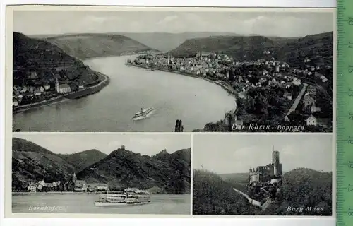 Der Rhein-Boppard, Dreifelderkarte um 1920/1930  Verlag: V. Dietze, Darmstadt, Nr.1009, POSTKARTE Erhaltung: I-II, Karte