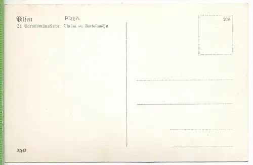 Pilsen, St. Bartolomäuskirche mit Markt um 1910/1920 Verlag:  ,  Postkarte  unbenutzte Karte  Erhaltung: I-II Karte