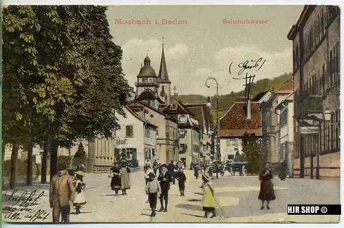 um 1910/1920 Ansichtskarte  “Bahnhofstrasse“,  gelaufene Karte mit Frankatur