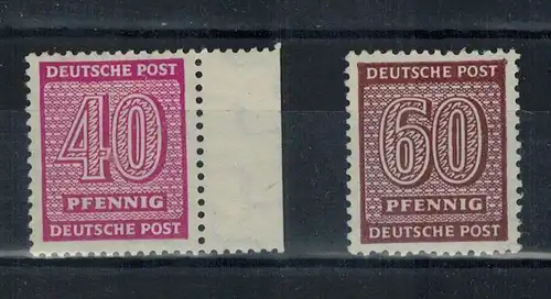 1945 Sowjetische Zone, West-Sachsen, Ziffern, 2 Werte Michelnummern 136 Y w und 137 Y wa, je postfrisch Luxus,