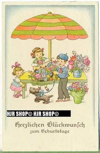 um 1940/1950  Antsichtskarte,  „Herzlichen Glückwunsch  “ mit Frankatur, Stempel,