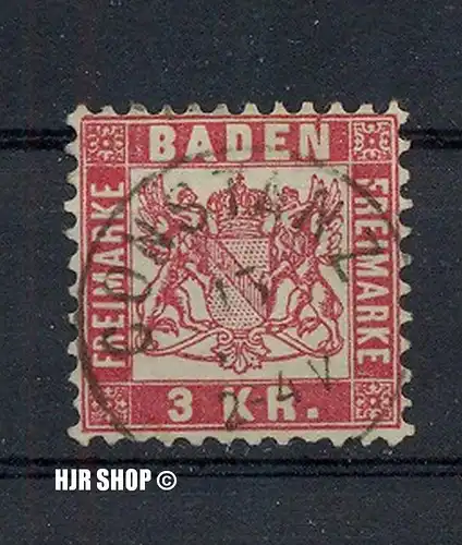 1868, 1. Okt. Freimarken: Wappen, Minr.24, 3 KR., gest.