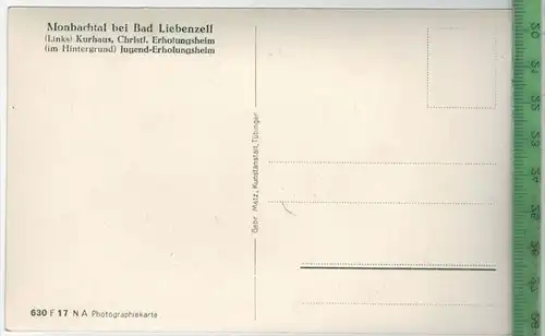 Monbachtal bei Bad Liebenzell, Verlag: Gebr. Metz Thüringen, Postkarte, unbenutzte Karte, Erhaltung: I-II, Karte