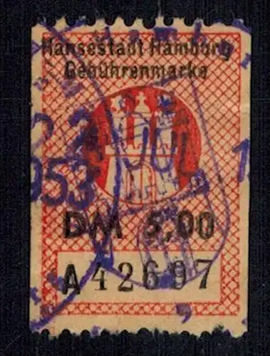 Hansestadt-Hamburg- Gebührenmarke DM 5,00