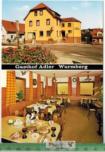 Wurmberg, Gasthof Adler, Verlag: Schwarz GmBH, Waldkirch,  POSTKARTE, Erhaltung: I-II, Karte wird in Klarsichthülle