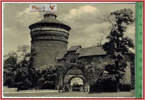 Nürnberg- Das Ludwigstor-1954, -Verlag: Ludwig Simon, München-Pullach, POSTKARTE  mit Frankatur,  mit Stempel,