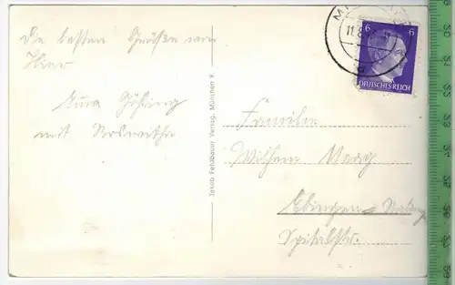 Miesbach Obb.-1943-, Verlag: Jakob Feldbauer, München, POSTKARTE  mit Frankatur,  mit Stempel, MIESBACH 11.8.43