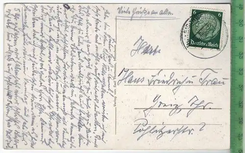 Pirmasens, Schuhmetropole , 1938, Verlag: Emil Hartmann, Mannheim, Postkarte mit Frankatur  und Stempel,
