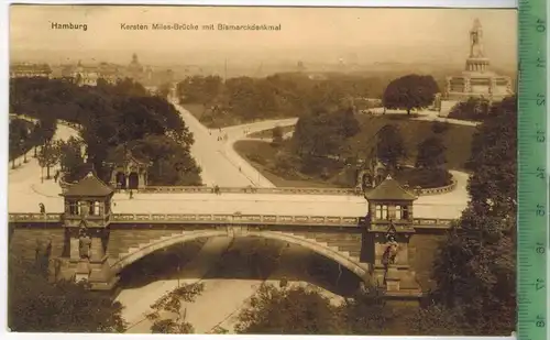 Hamburg  Kersten-Miles – Brücke mit Bismarckdenkmal, Verlag: Ludwig Carstens, Hamburg, Postkarte ohne Frankatur,