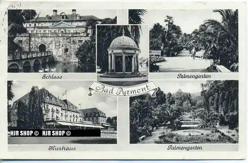 um 1950/1960 Ansichtskarte,  „Bad Pyrmont“ mit Frankatur ( entfernt )