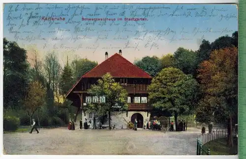 Karlsruhe, Schwarzwaldhaus im Stadtgarten, 1914Verlag: --------,  Postkarte, sauber gestempelt  ,Frankatur,