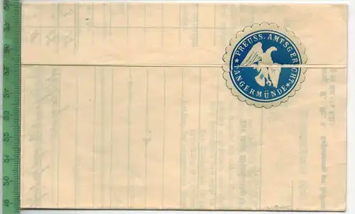 Geschäftsstelle 2  des Amtsgerichts Tangermünde, 13.4.34, Zustellbrief, Maße: 15 x 9,5 cm, Stempel, Dienstmarke