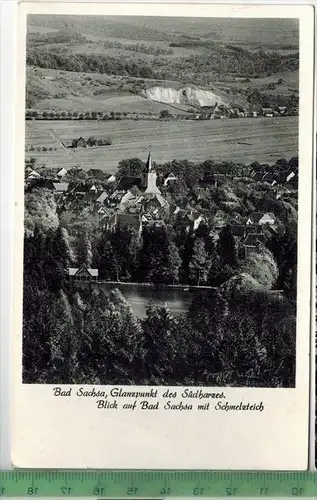 Blick auf Bad Sachsa mit Schmelzteich 1956, Verlag: ------------,  POSTKARTE, Frankatur,  Stempel, BAD SACHSA