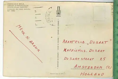 Spanische - TänzeVerlag: ------, POSTKARTE, Frankatur,  Stempel, Karte leicht geknickt, sonst gut  Erhaltung: I-II,