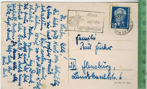 Halle(Saale) Burg Giebichenstein 1952,Verlag:  -------,  Postkarte mit  Frankatur, mit Stempel, 1952, Erhaltung: I-II,