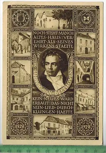 Österreichs Beethoven Feier 1927, Verlag:  ------, Postkarte, unbenutzte Karte, Erhaltung: I-II, Karte