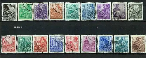 1953, 10. Aug./21. Nov/Nachdruck (N) 1957. Freimarken: Fünfjahrplan, Minr. 362-379 gest.