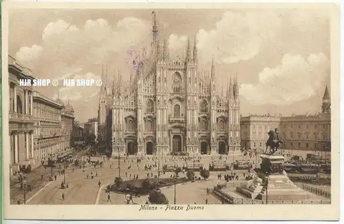um 1920/1930 Ansichtskarte  „Milano-Piazza Duomo“  ungebrauchte Karte