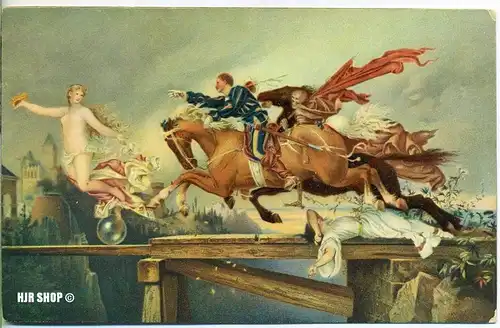 Postkarte:  Die Jagd nach dem Glück ungelaufen,