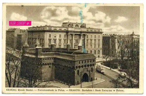 Krakau. Runde Bastei. Emissionsbank in Polen,  gel. Feldpost 17.04.1941 Krakau