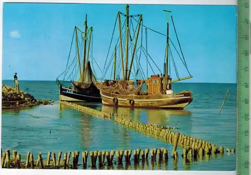 Fischerboote vor der Nordseeküste, Verlag: ------,  POSTKARTE, Frankatur,  Stempel, Erhaltung: I-II, Karte