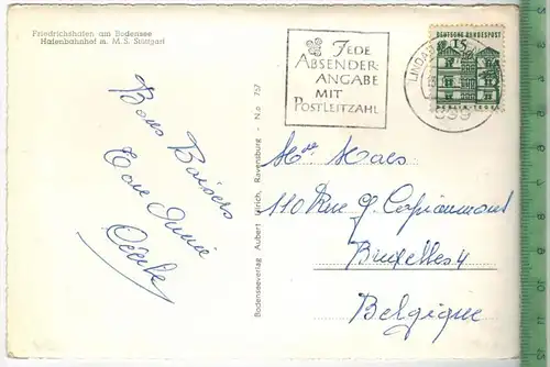 M.S. Stuttgart, 1964, Verlag: ------,  POSTKARTE, Frankatur,  Stempel, Erhaltung: I-II, Karte