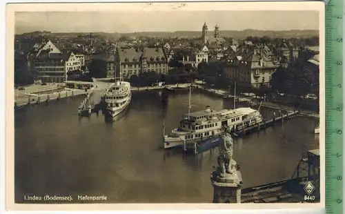 Lindau(Bodensee), Hafenpartie, 1942, Verlag: ----,  POSTKARTE, Frankatur,  Stempel, Erhaltung: I-II,