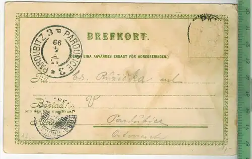 Upsala, 1899, Verlag: -----------,  POSTKARTE,  Stempel, PARDOBITZ 15.7.99, Karte minim. berieben