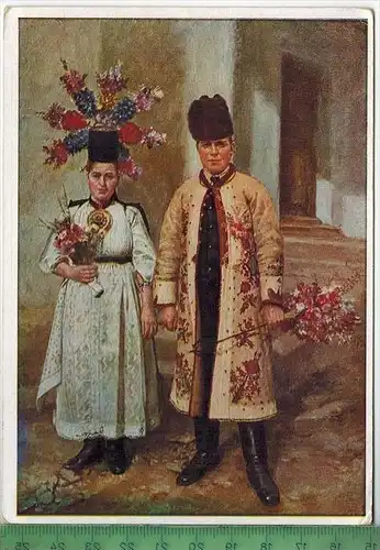 Siebenbürgisch-Sächsische Volkstrachten 1942, Verlag:  -----,  Postkarte mit Frankatur, mit Stempel, Kalisch 21.8.194