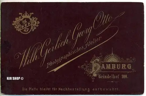 Foto um 1900,  Gerlich Hamburg , Maße 14,3 x 10 cm, auf Pappe aufgeklebt